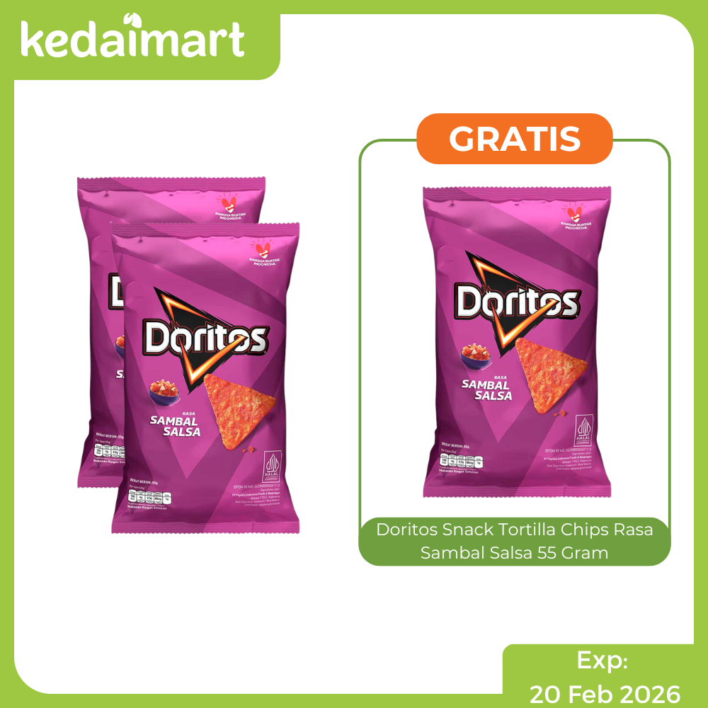 B2G1 Doritos Snack Tortilla Chips Rasa Sambal Salsa 55 Gram