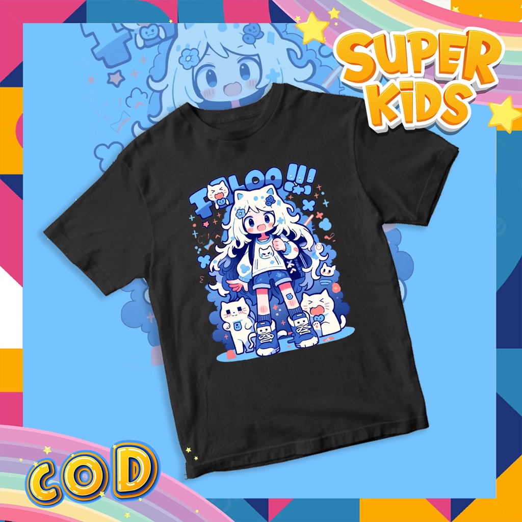 Baju Kaos Anak Cewek GIRL CUTE ANIME Atasan Anak Perempuan Umur 1-10 Thn