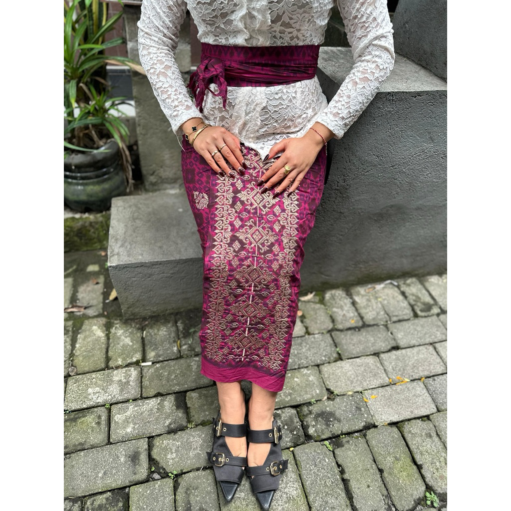 Kamen katun endek lembaran set selendang