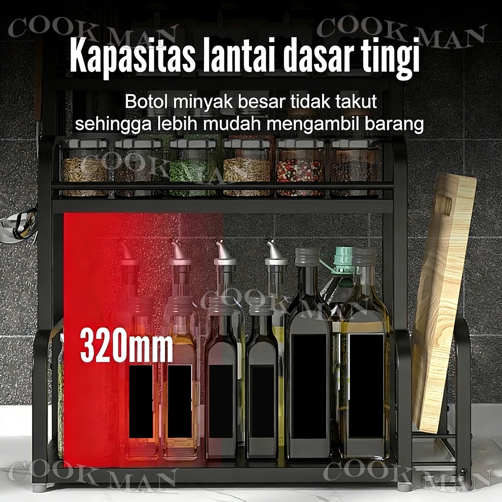 NEW PRODUCT XUXU Rak Bumbu Dapur Rak Botol Bumbu Dapur Rak Rempah Baja Karbon Rak Penyimpanan Bumbu