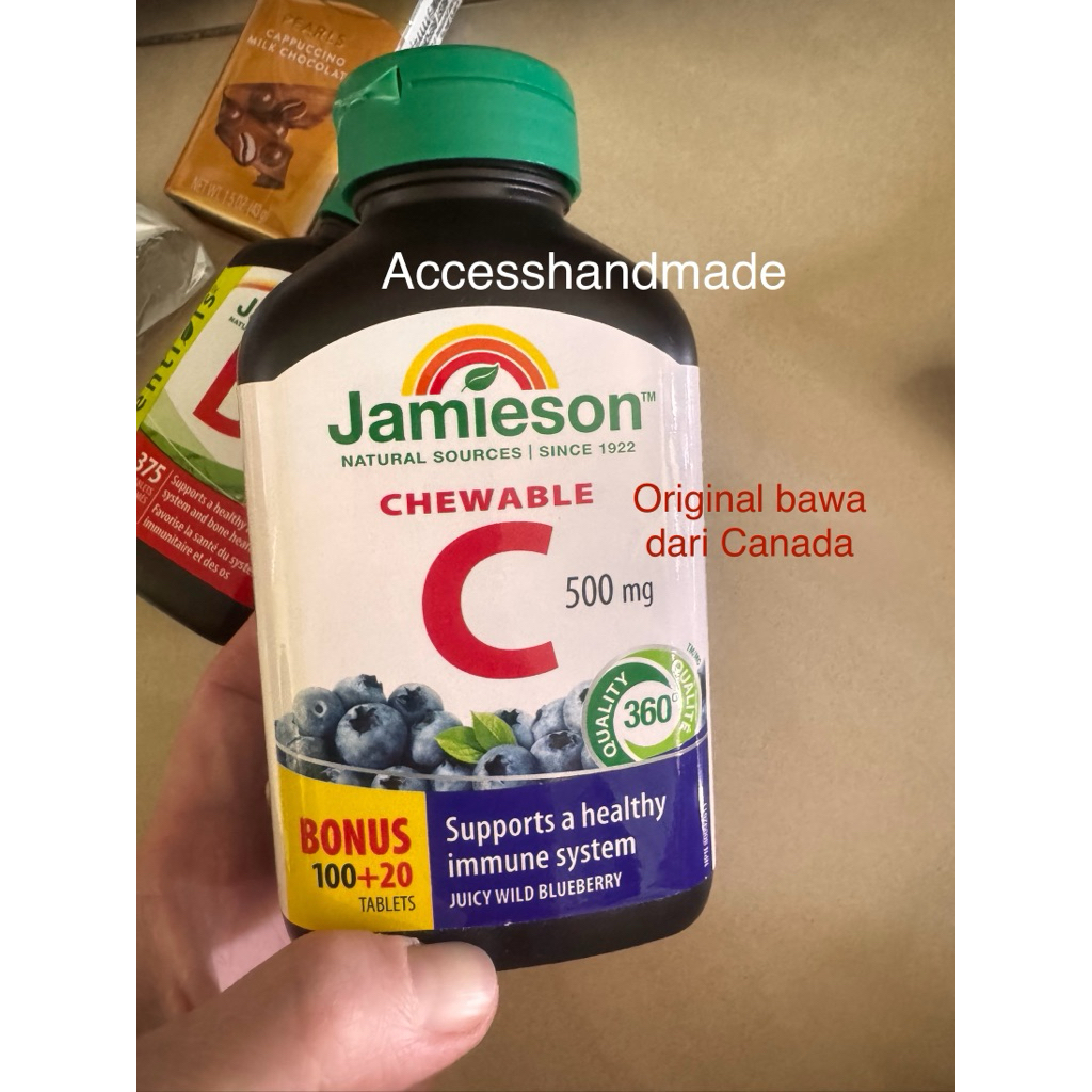 Jamieson Vitamin C 100+20: 120tablets tablet hisap chewable Vit c 500gr Canada ori import suplemen