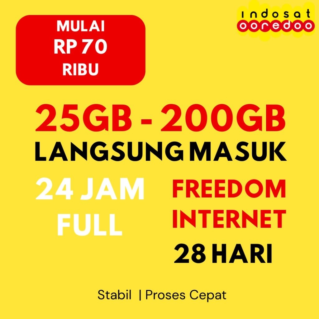 Paket Data Indosat IM3 Freedom Internet 28 Hari – Kuota 25GB/30GB/42GB/44GB/50GB/52GB/70GB/100GB/150