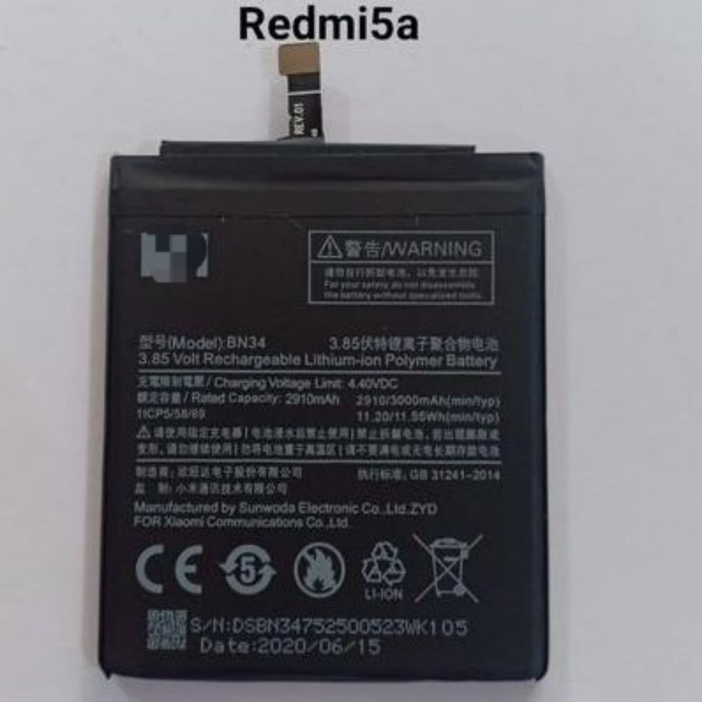 BN34 - Batre Baterai Battery HP Xiaom REDM 5A Original Model Batrei BN-34 BN34