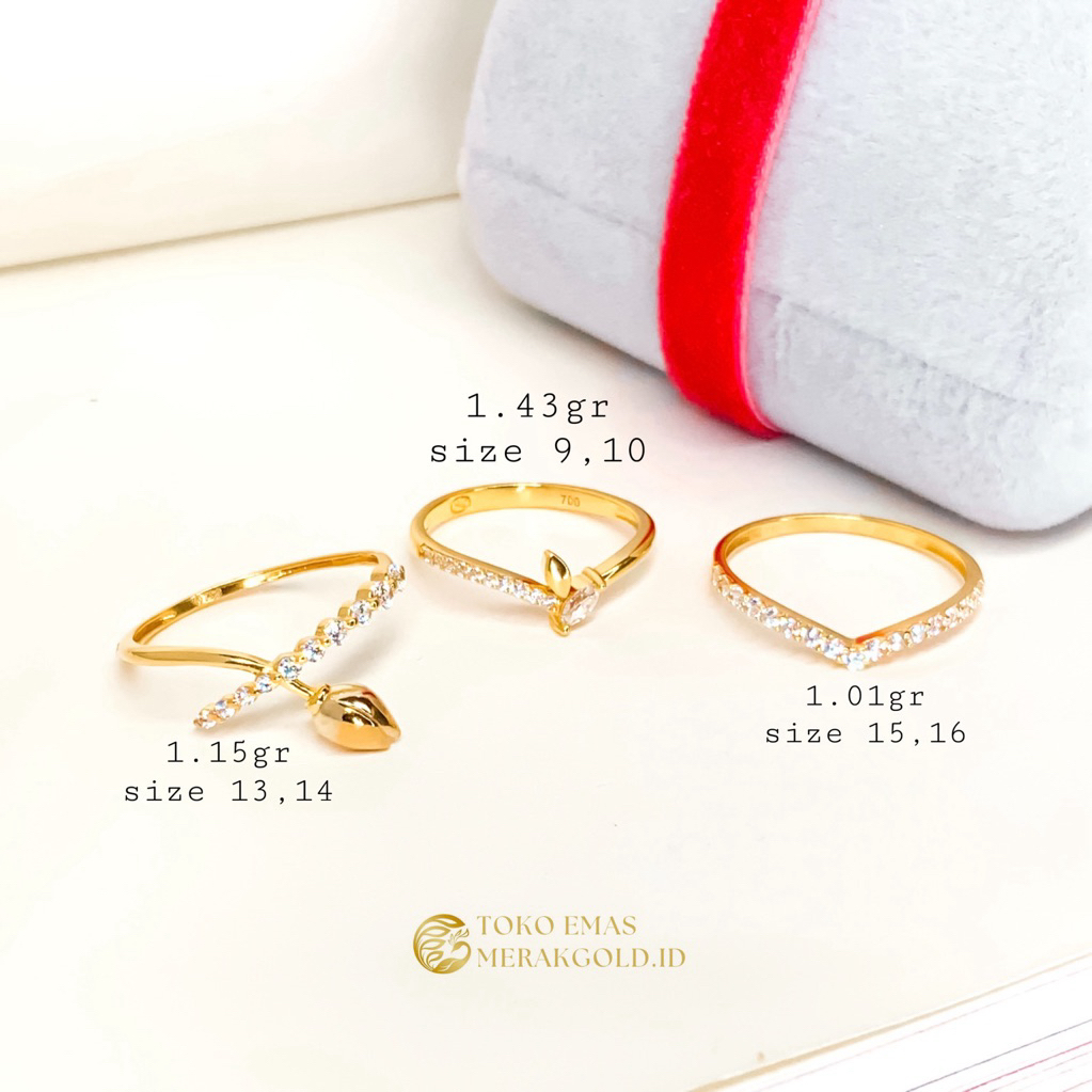 Cincin Emas Asli Mewah‼️Cincin Emas V Listring Cincin Permata Kasual Emas kadar 700