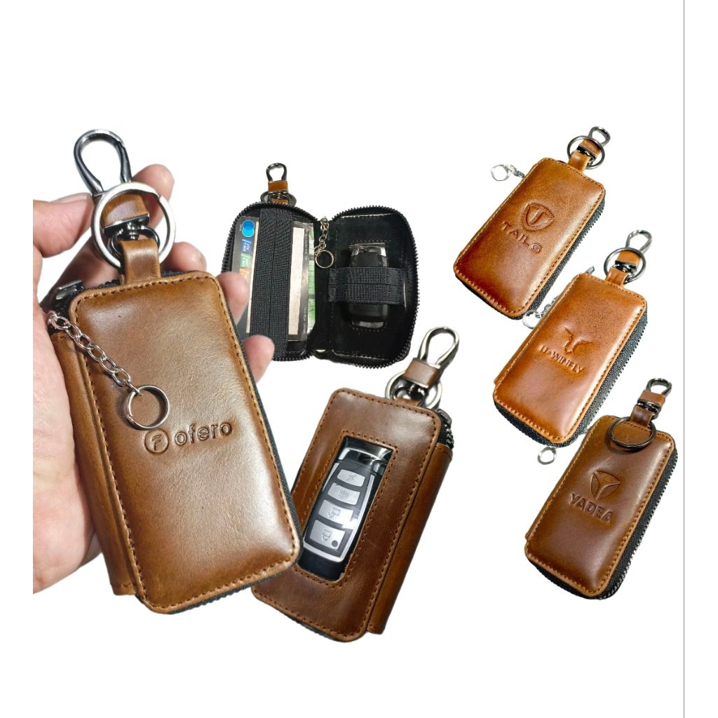 Gantungan kunci motor listrik dan sepeda listrik kulit asli dompet remote kartu stnk nfc keyless
