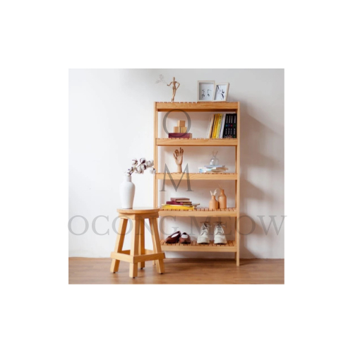 Rak buku portable kayu / rak susun 5 tingkat / Rak minimlais / Rak Sepatu 80X25X130
