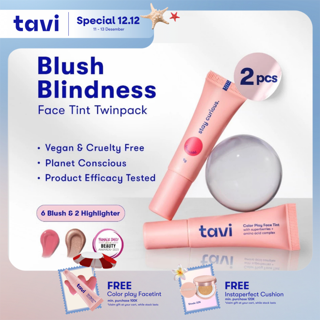 TAVI Blush Mixing Duo - Tavi Face Tint Blush On 2 Pcs - Blush Blindness Make Up Pink Cream - Tahan L