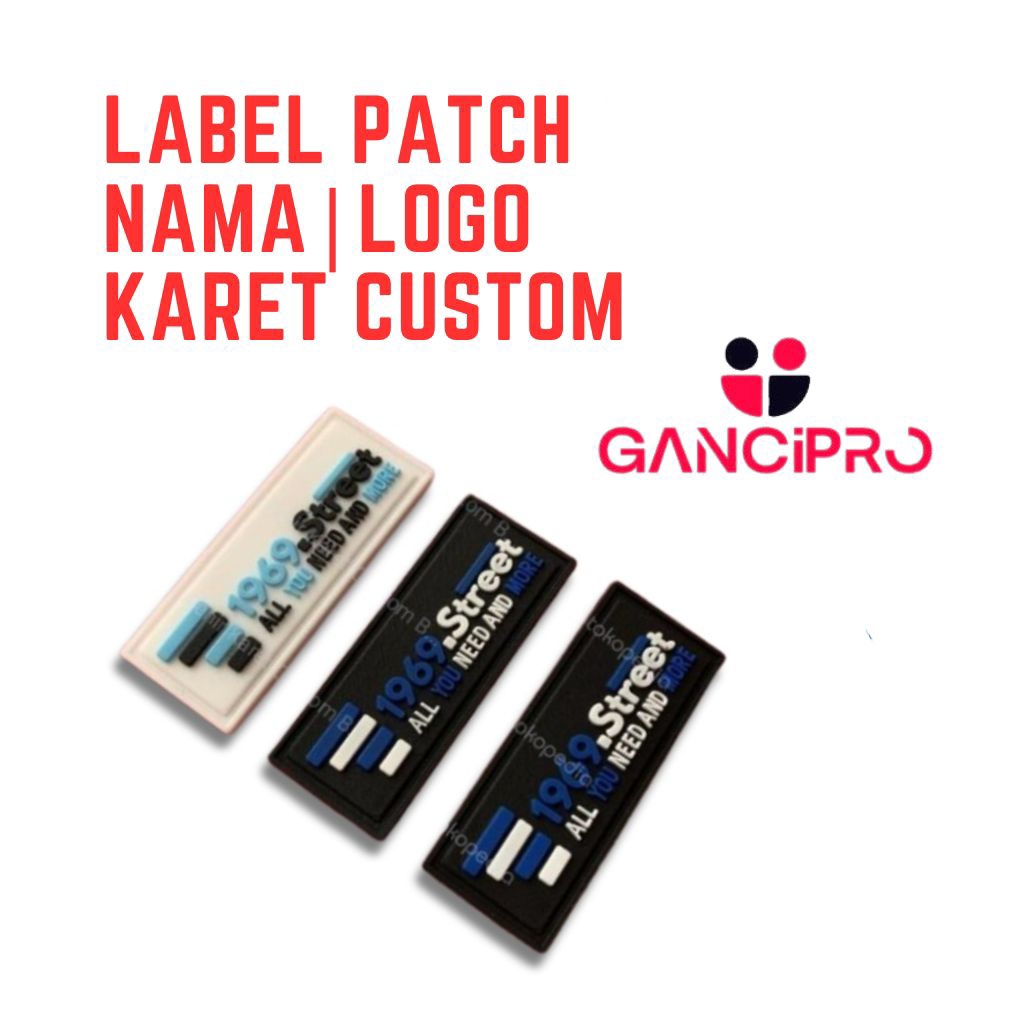 Label Karet Custom PVC 3D Timbul | Rubber Patch Brand Tas Apparel | Minimal Order Grosir​Jasa Pembua