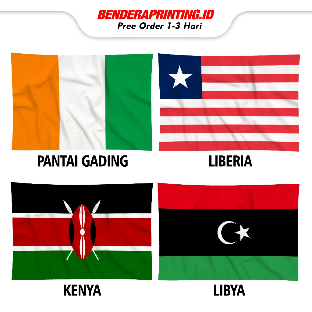 Bendera Pantai gading | Liberia | Kenya | Libya