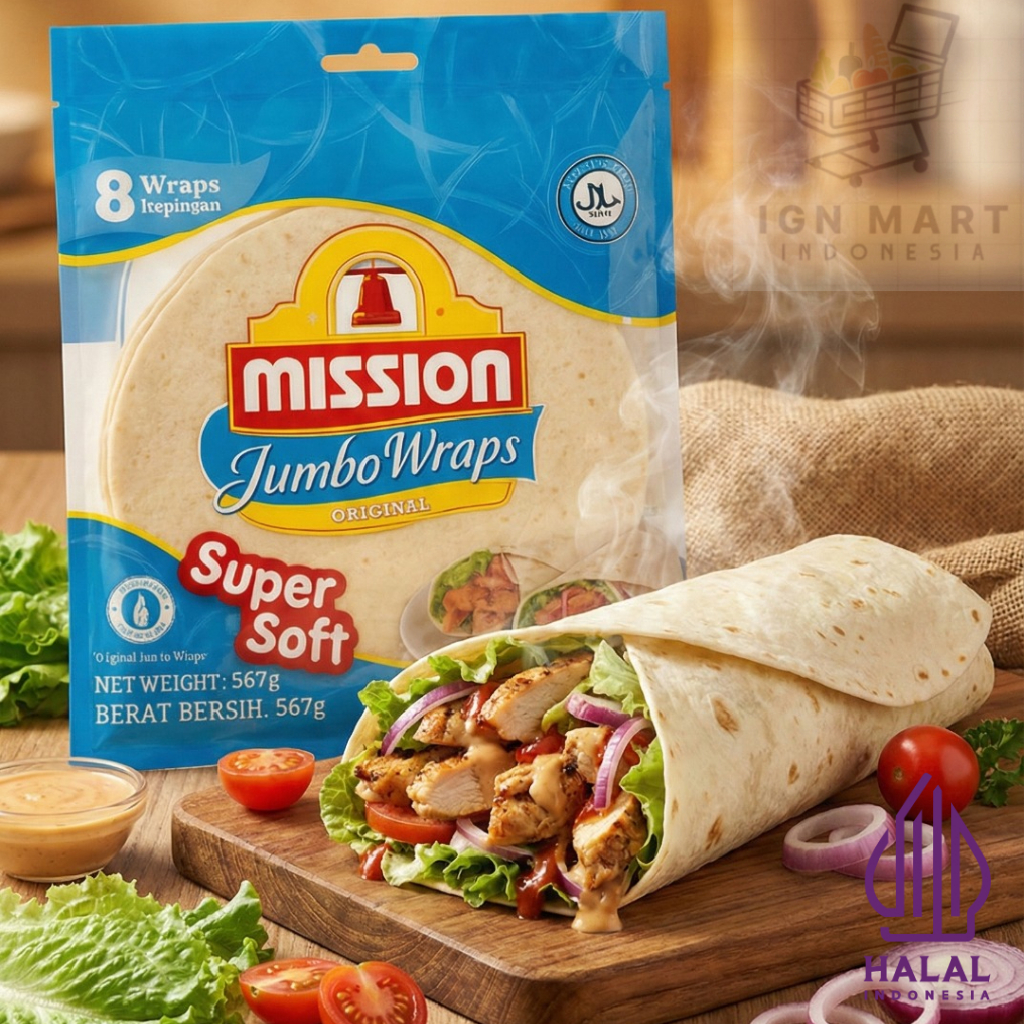 Mission Wraps Jumbo Original Super Soft Kulit Tortilla Kebab Besar 25 CM 10 Inch