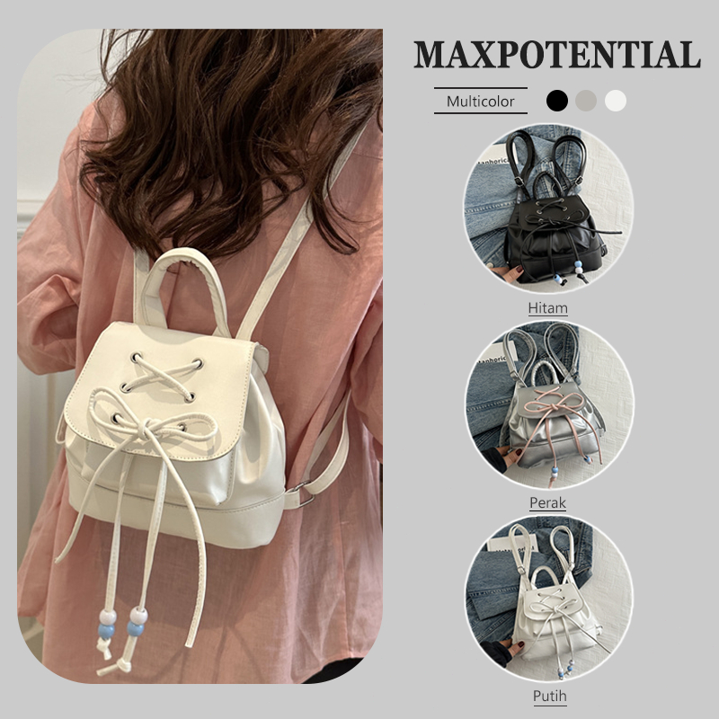 Tas punggung wanita dengan pita Tas punggung kecil terbaru dengan pegangan Tas Ransel Backpack Wanit