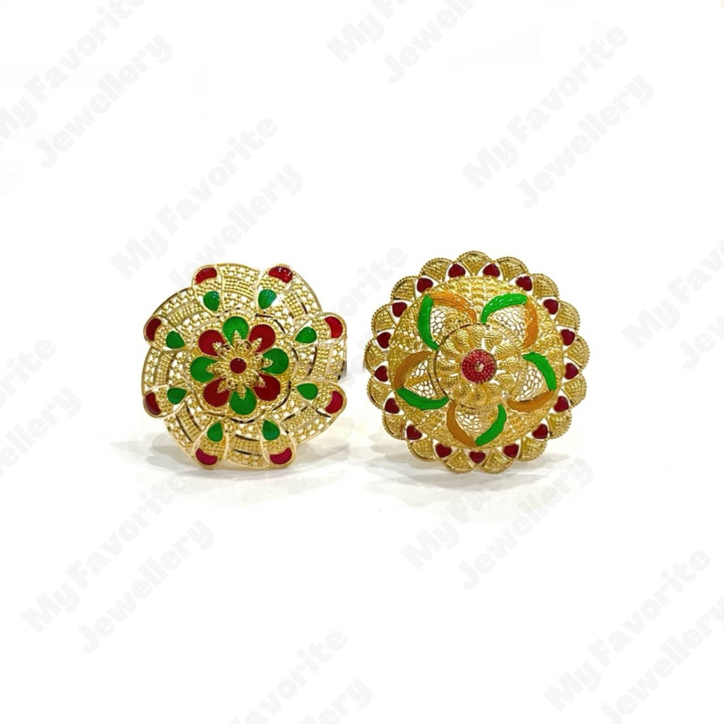 Cincin Payung Warna Ala Dubai Emas Asli Kadar 700 16K