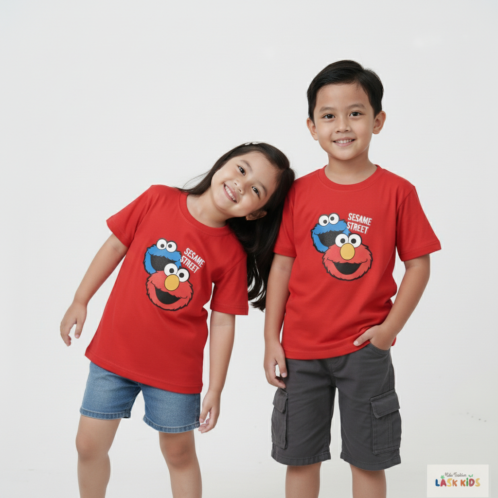 Lask Kids Baju Kaos Anak ELMO SAMASE STREET MERAH