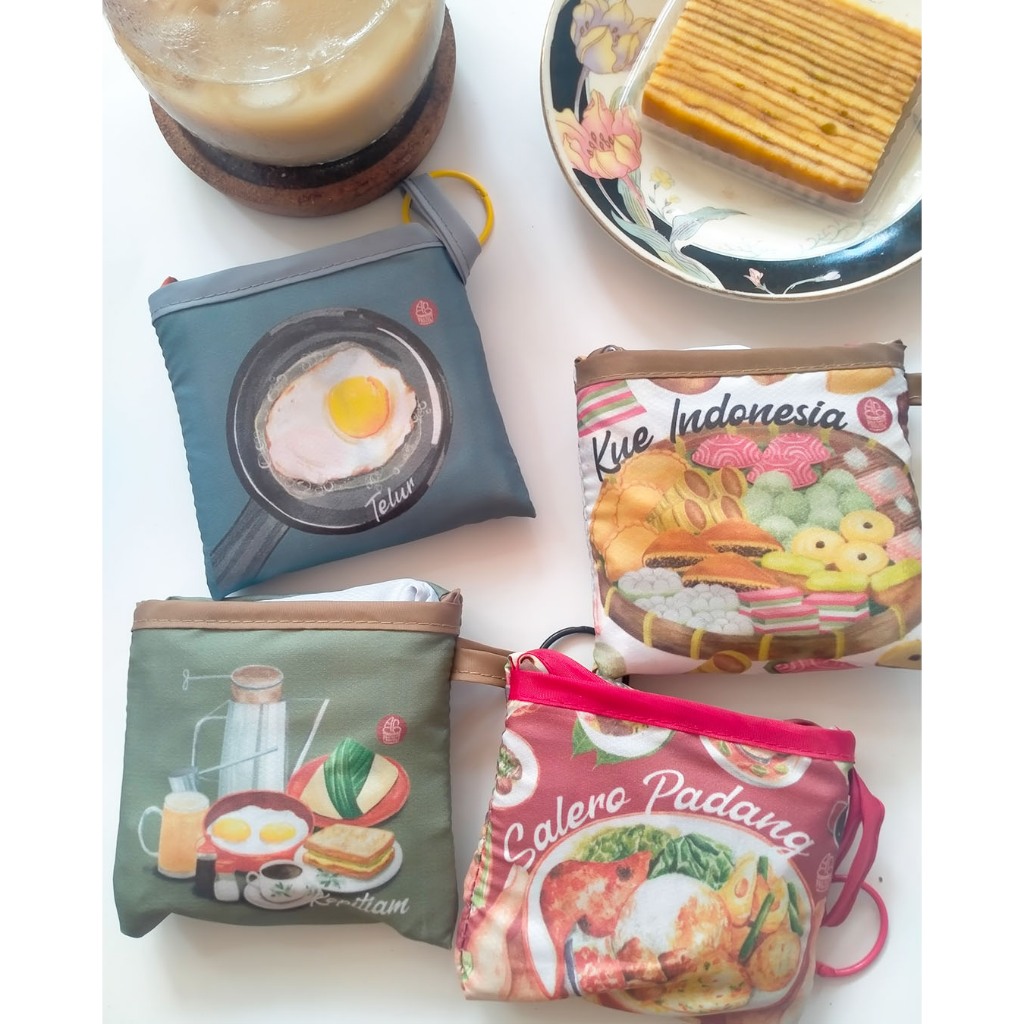 Tas Belanja Lipat Ilustrasi Makanan by Ang Project