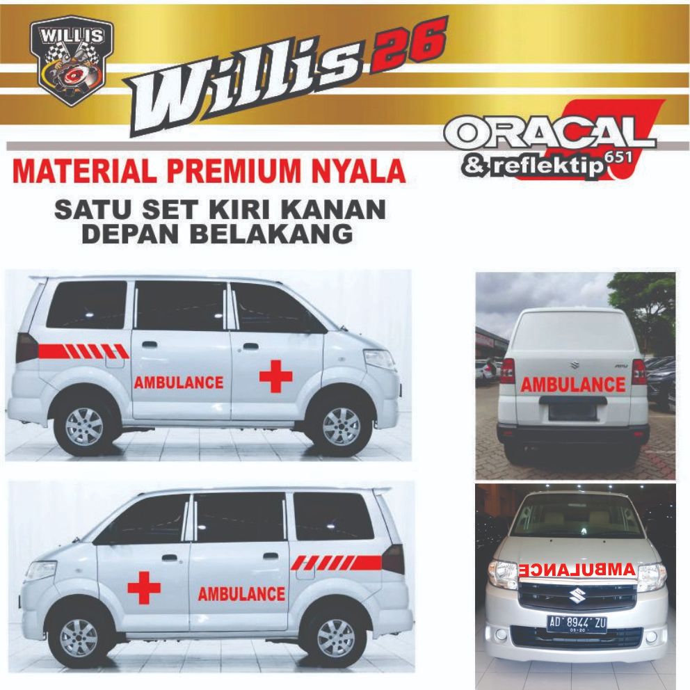 Stiker Mobil Ambulance Satu set Kiri kanan depan belakang Mobil APV part 2