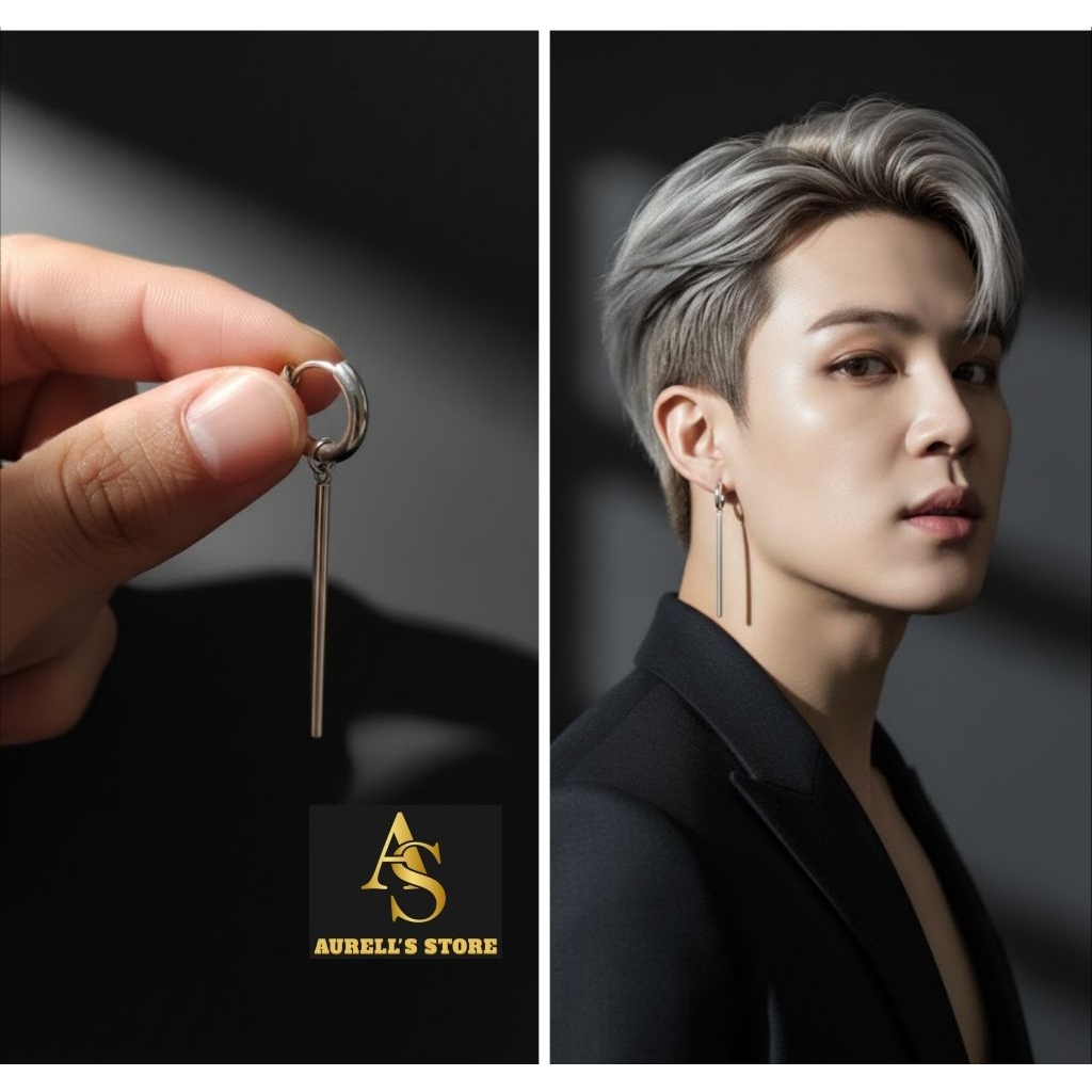 AURELLS COD 1PC ANTING TUSUK RING/HOOP/JURAI TITANIUM KPOP/BTS TABUNG ANTI KARAT