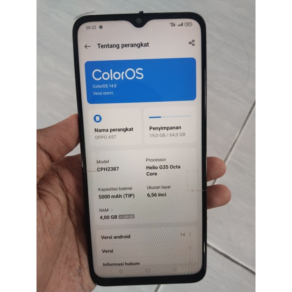 mesin oppo a57 4/64 normal