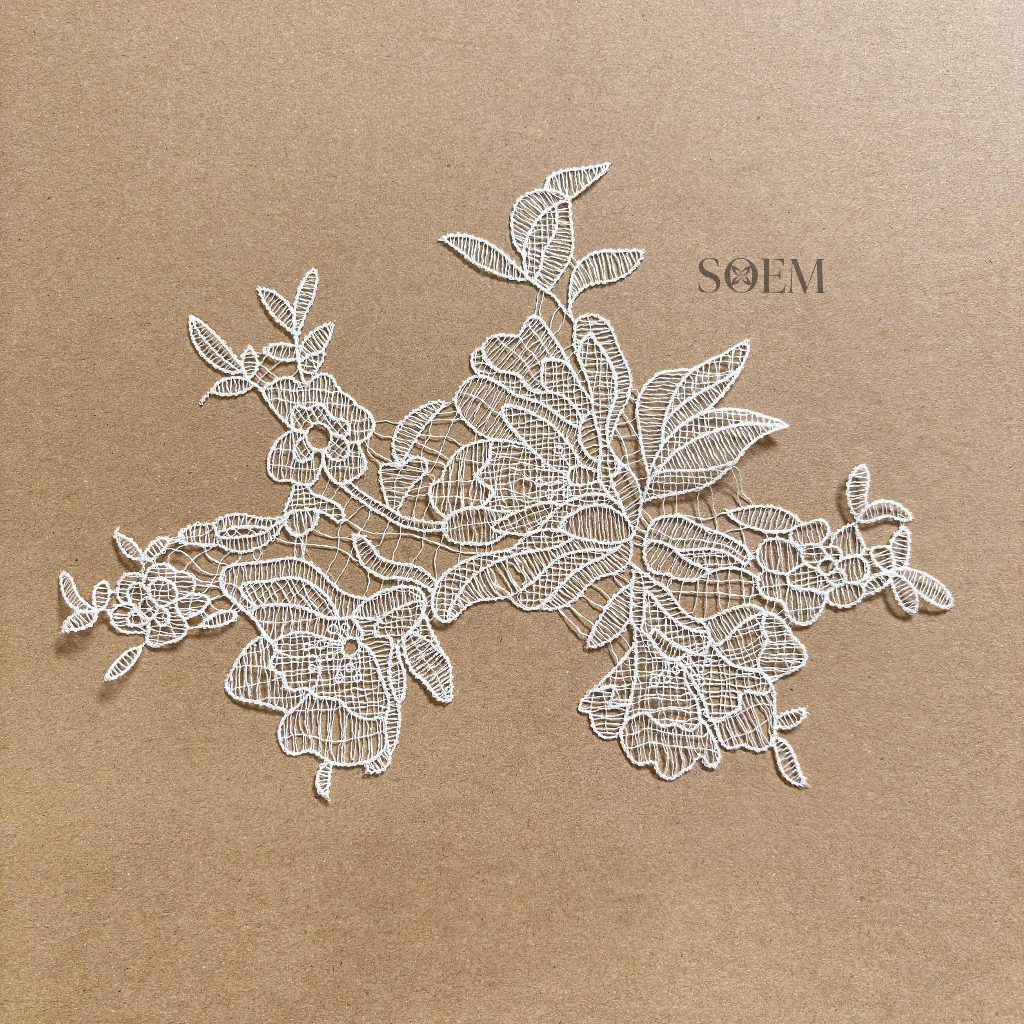 Aplikasi Bordir Tile Organza Renda| Renda Bunga | Aplikasi Renda Bunga Premium