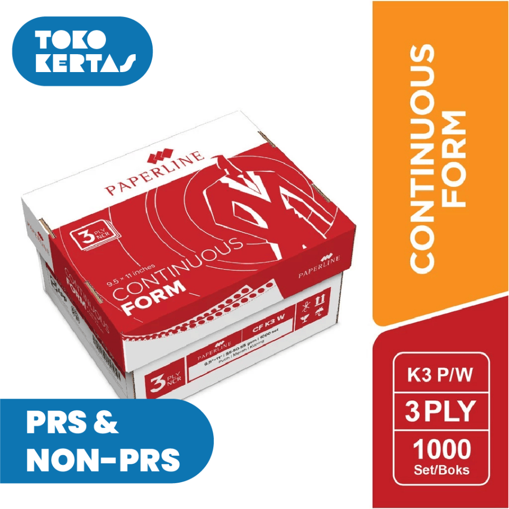 PAPERLINE - Continuous Form 3 Ply 9,5 x 11 NCR 3 Rangkap PRS dan Non PRS Isi 1000 Set