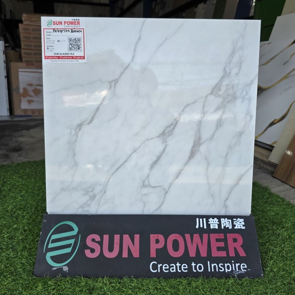 Keramik lantai 50x50.Palegrina Bianca/Sun.power