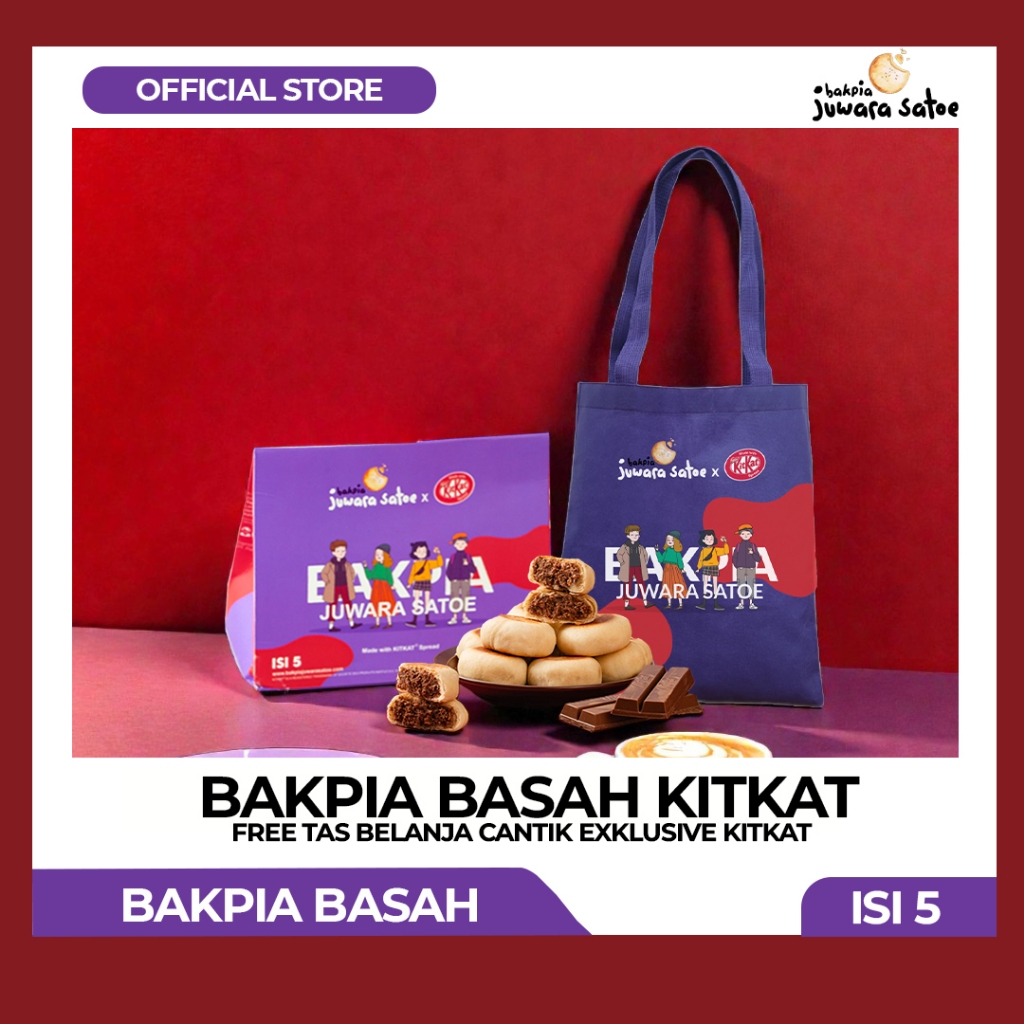 [ ISI 5 ] BAKPIA BASAH KITKAT FREE TAS BELANJA CANTIK- JUWARA SATOE KHAS JOGJA
