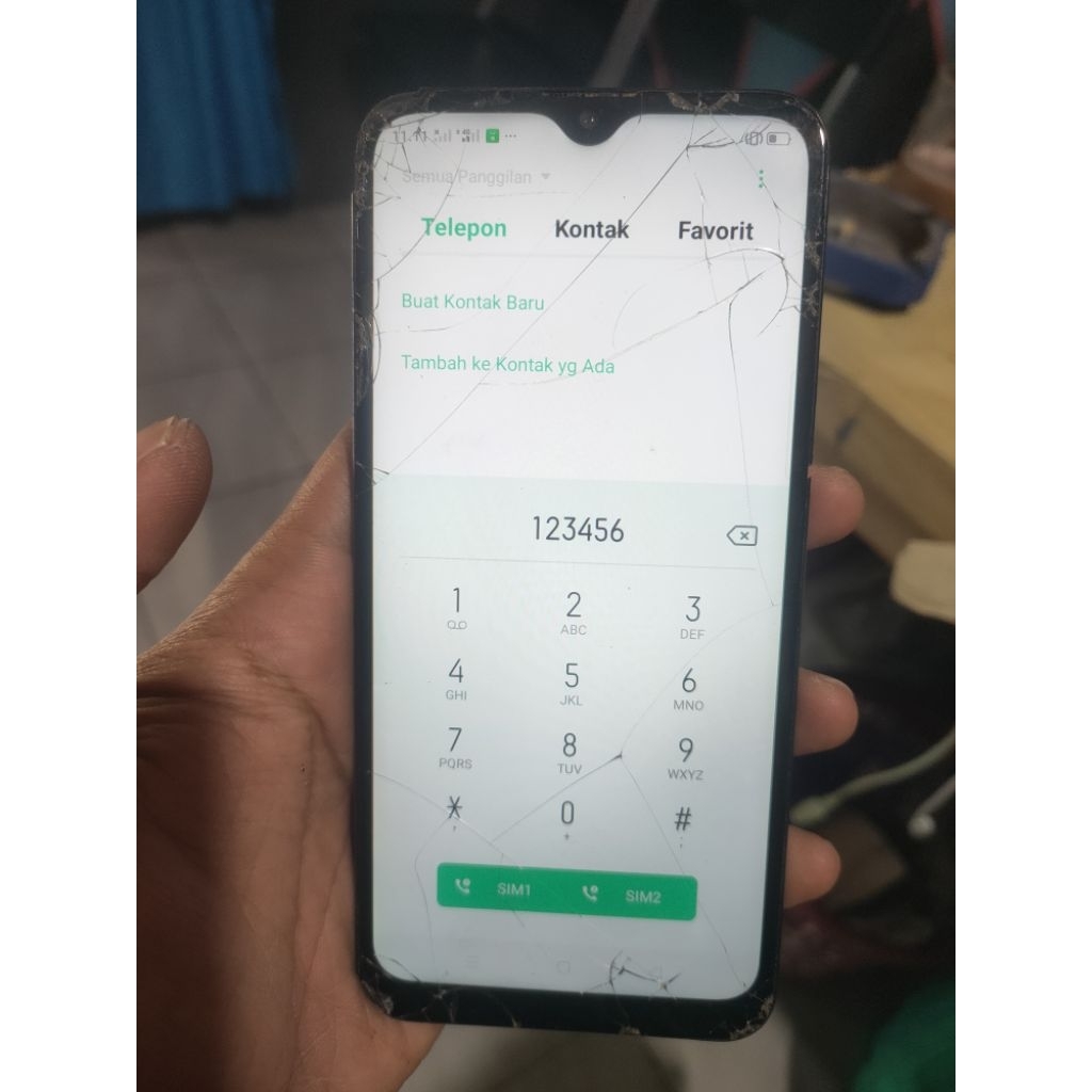 Lcd nempel frame Realme C2 Oppo a1k original copotan minus Tc retak sentuh normal