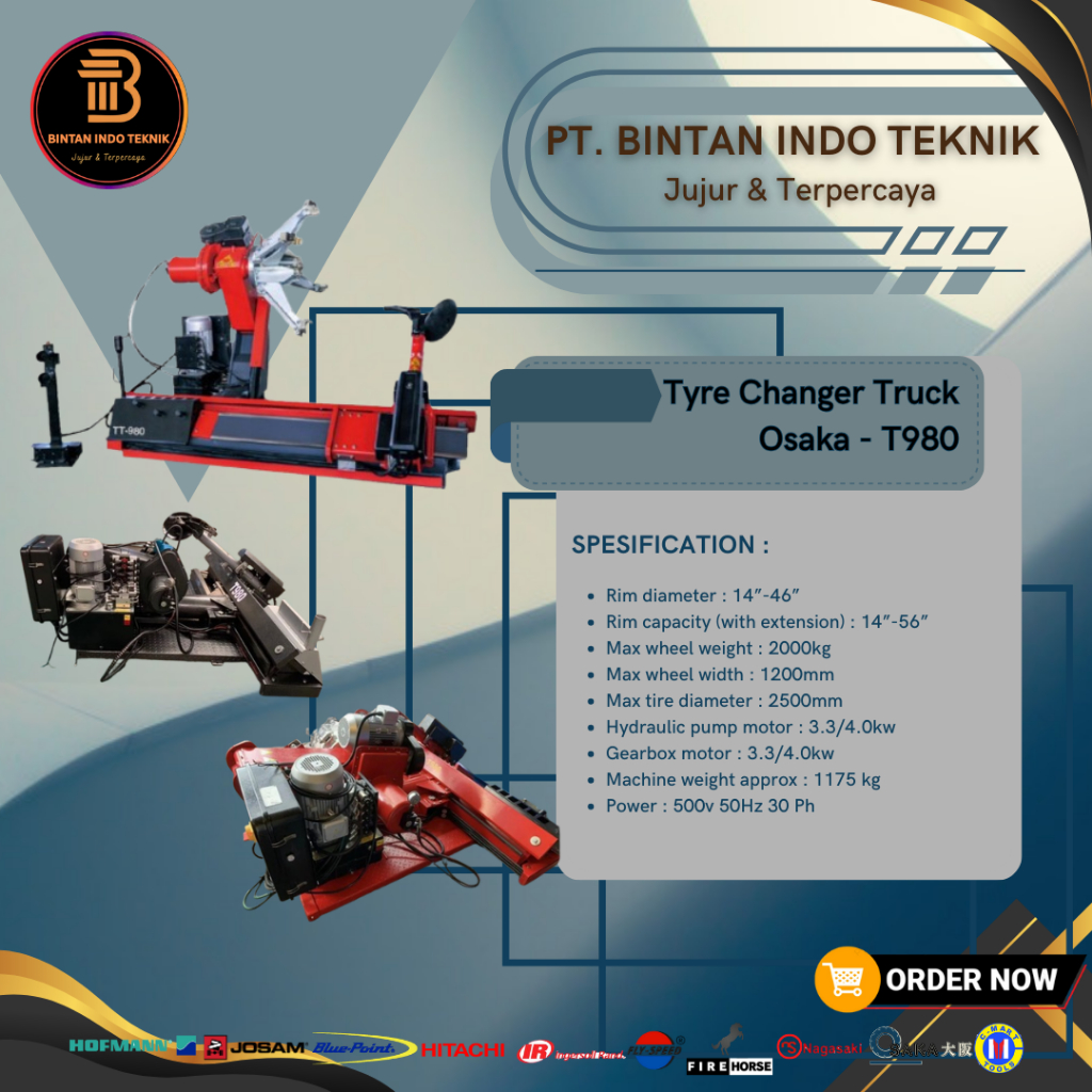 Truck Tyre Changer Osaka T980 - Kapasitas 14"-56"