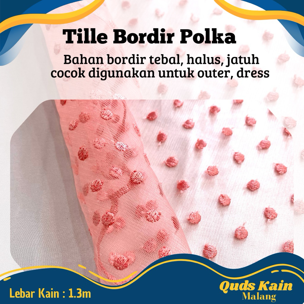 Kain Tulle Bordir Polkadot | Kain Tille Polka JN 225