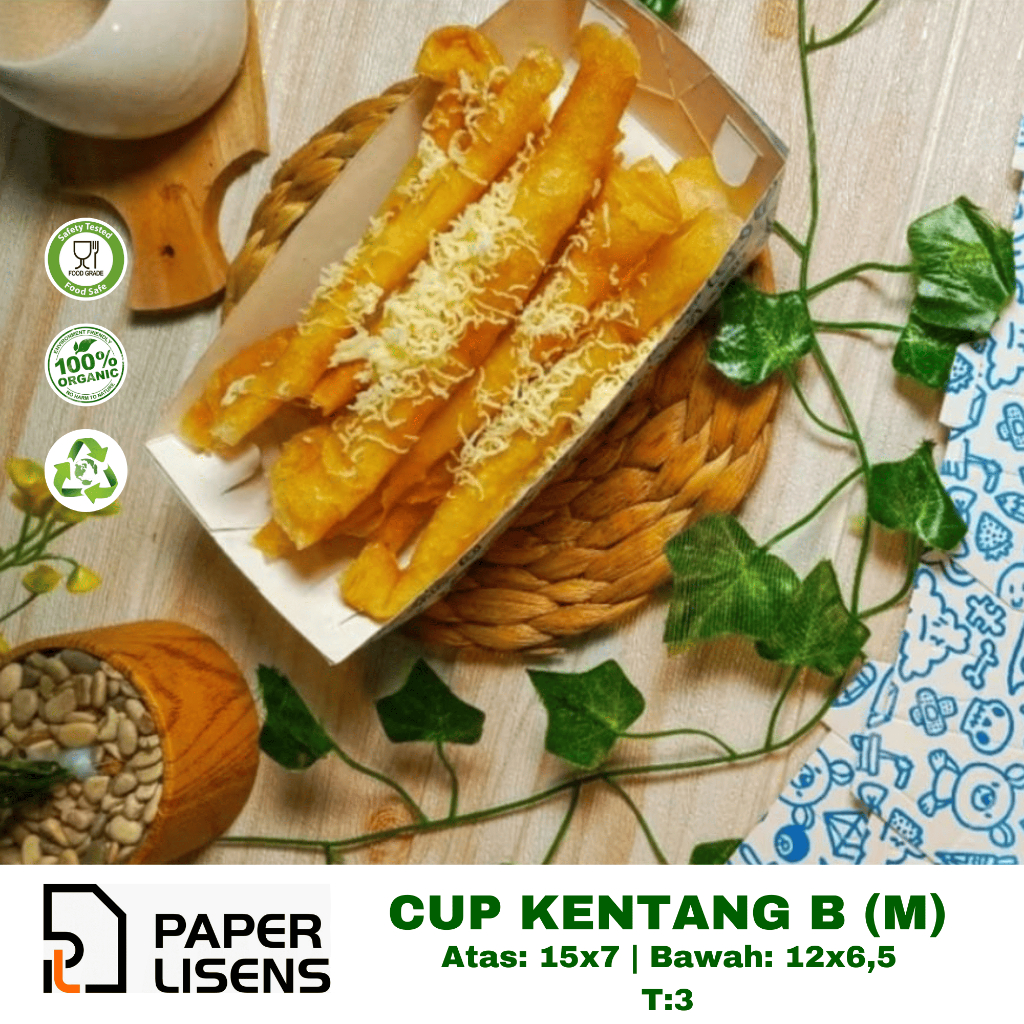 (100pcs) Cup Kentang B / Kotak Cup Kentang / Food Paper tray / Kotak toast / Kotak Snack / Paper tra