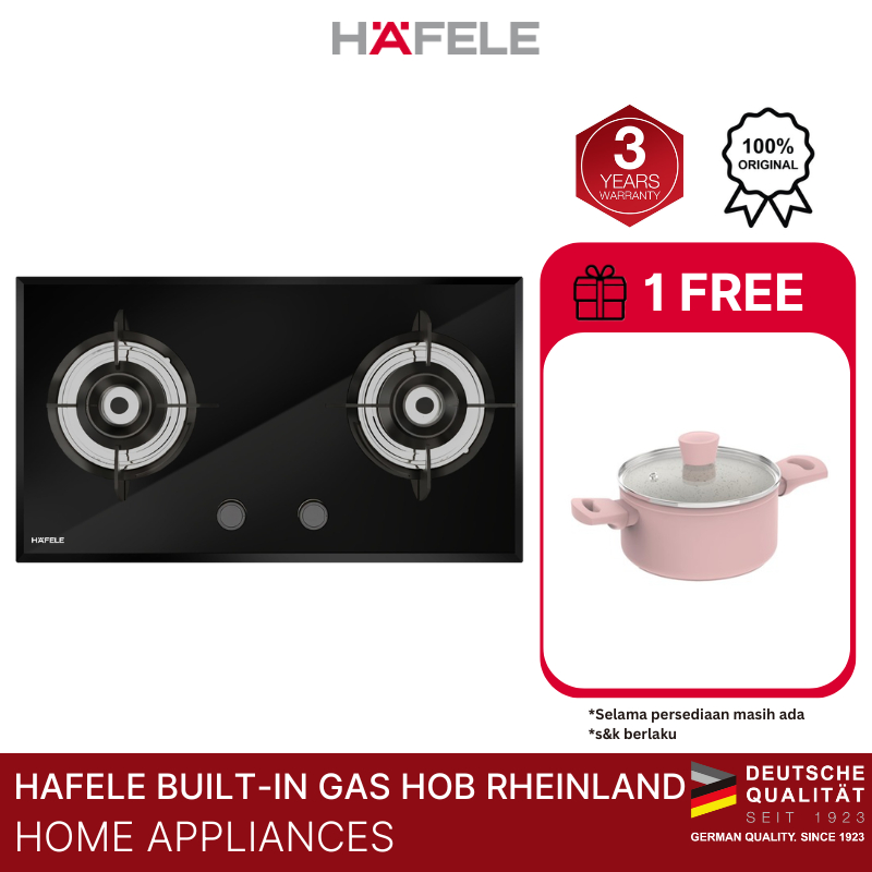 Hafele Rheinland Kompor Tanam Gas Tungku  Hitam - Built-in Gas Hob Black
