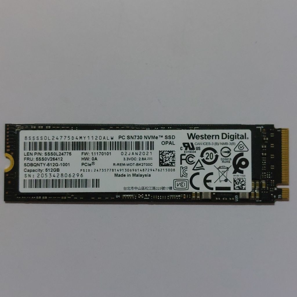 SSD M.2 NVME 2280 512 GB WD Western Digital PC SN730