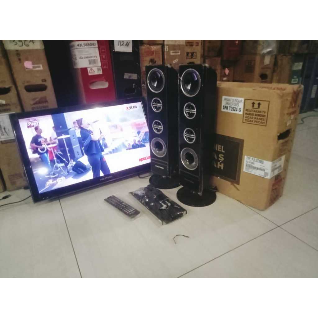 TV LED Polytron Tower 24 Inch HD Digital TV HDMI USB DVBT-T2 Kondisi bekas masih segel