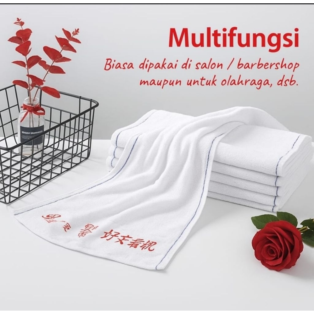 HANDUK GOOD MORNING PUTIH KECIL SERBAGUNA HANDUK SALON OLAHRAGA