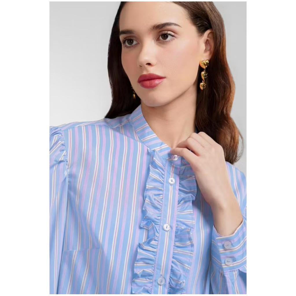 Poppy Ruffle Shirt By Benang Jarum Size L