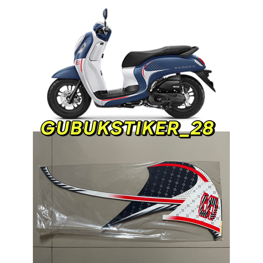 ORIGINAL STRIPING STIKER LIS BODY MOTOR HONDA SCOOPY 2024 FASHION BLUE