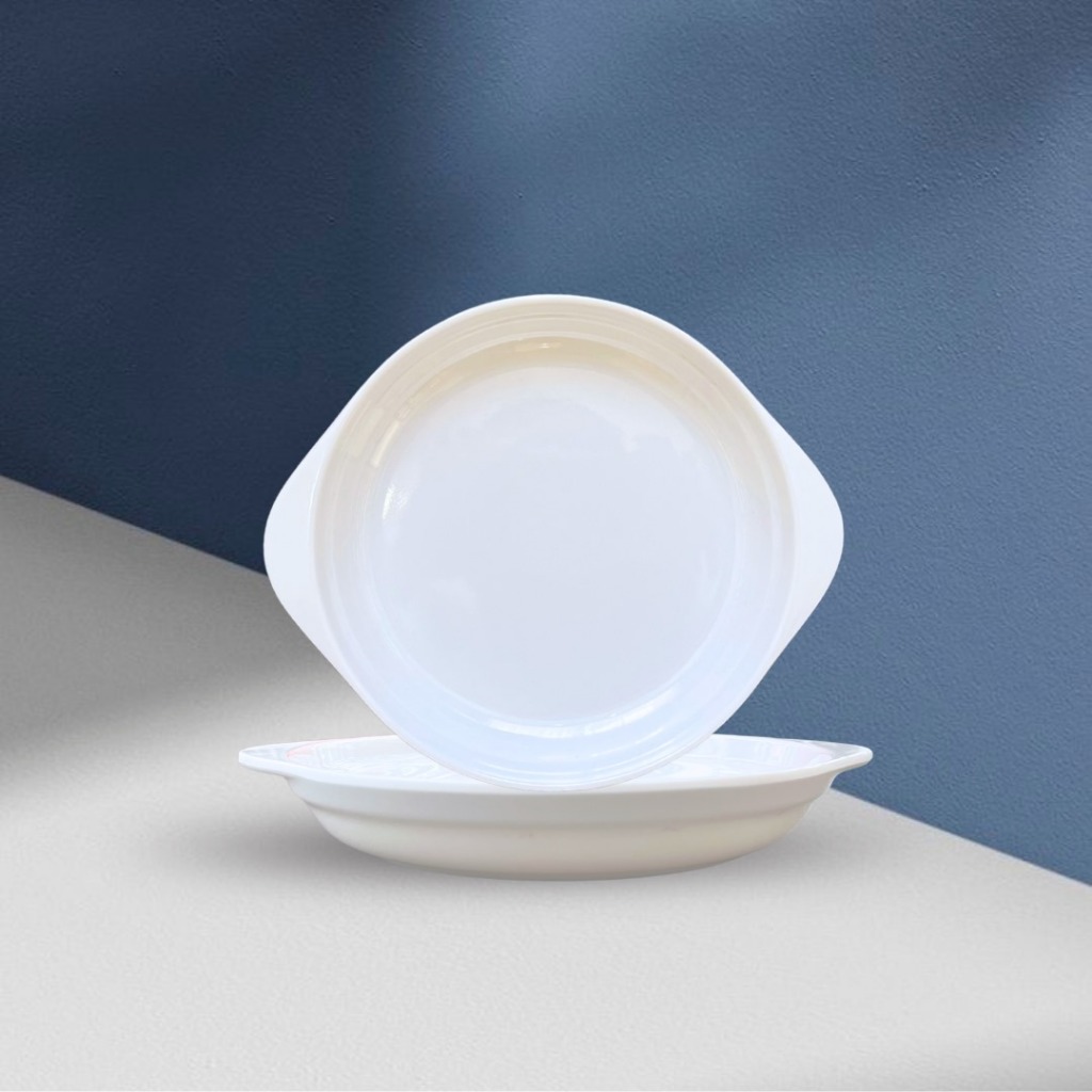 Piring Melamin Putih Telinga Toptree 8 Inch & 9 Inch / Piring Melamin Telinga / Piring Saji Putih / 