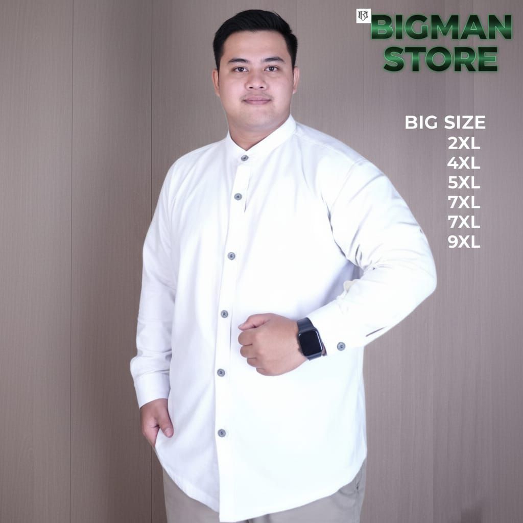 Kemeja Polo Pria Jumbo Lengan Panjang Kerah Shanghai Big Size Polos Premium