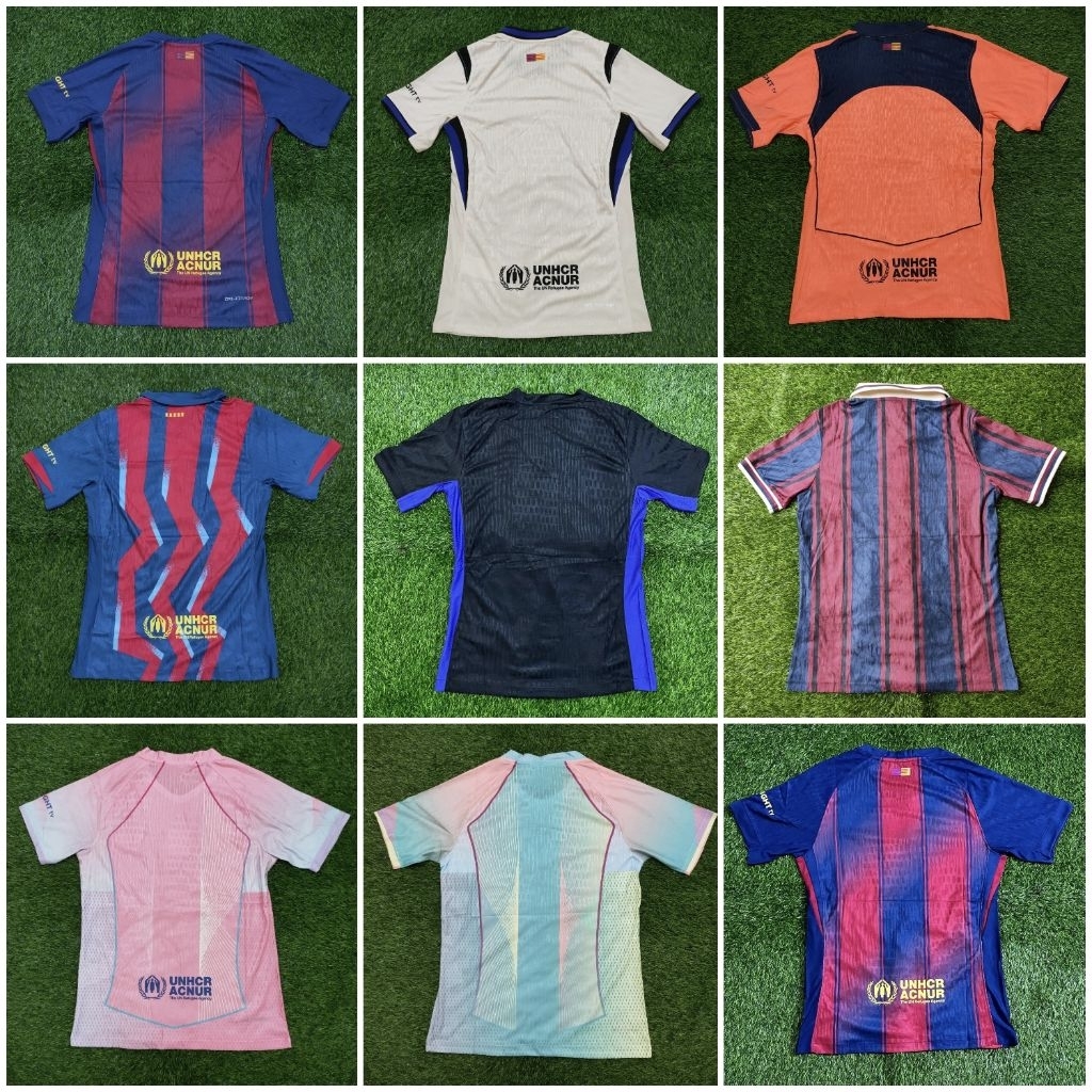 JERSEY BOLA PLAYER ISSUE PI LIGA SPANYOL BARCELONA HOME AWAY 3RD THIRD GOALKEEPER GK KIPER TRAINING 