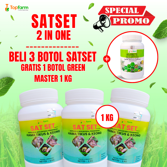 Promo Beli 3 Gratis Green's Master 1 KG / Repelen Tikus Sawah / Moluksida Keong / Obat Hama Keong Sa