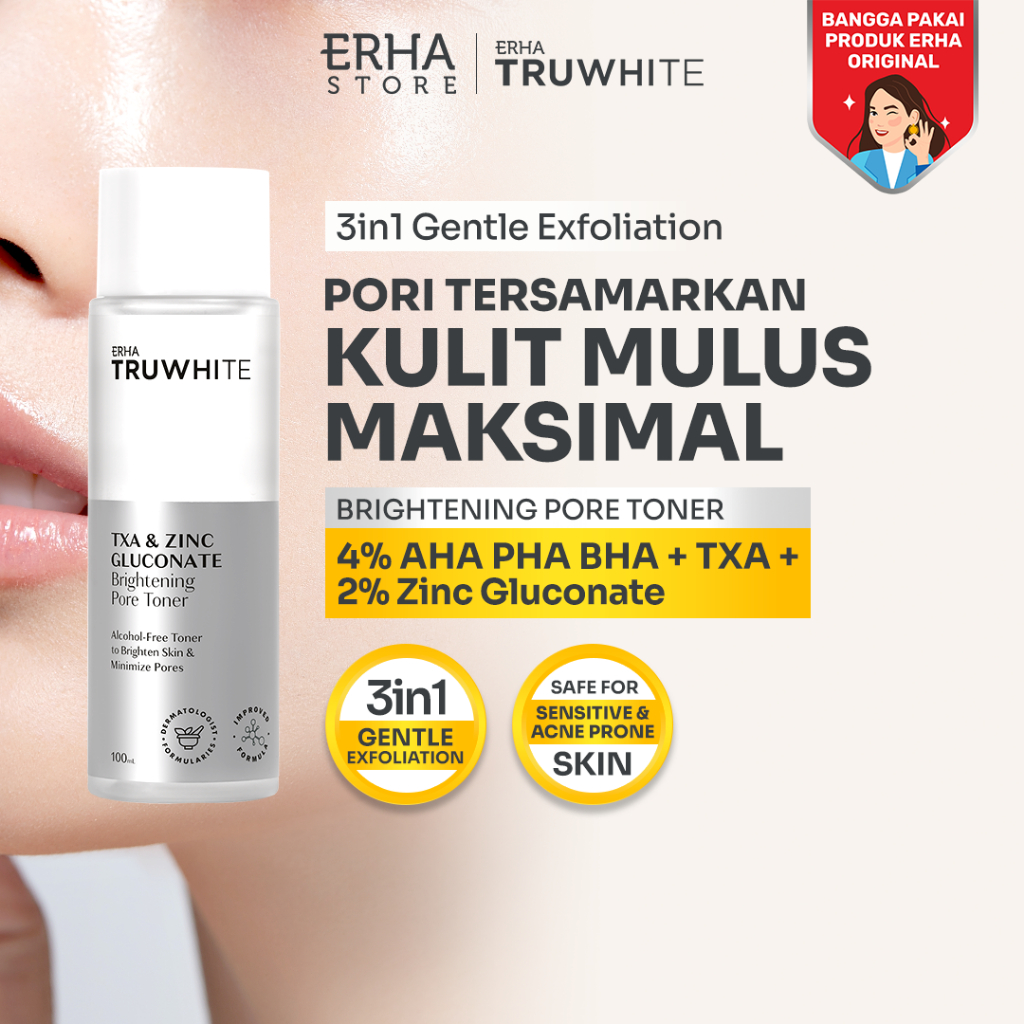 ERHA Truwhite TXA & Zinc Gluconate Brightening Pore Toner 100 mL - Toner Pencerah Wajah