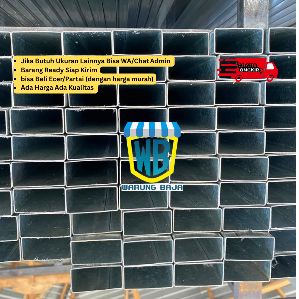 Hollow Galvanis 50 x 50 x panjang 6 meter - holo galvanis - besi murah - warung baja -  hollow galva