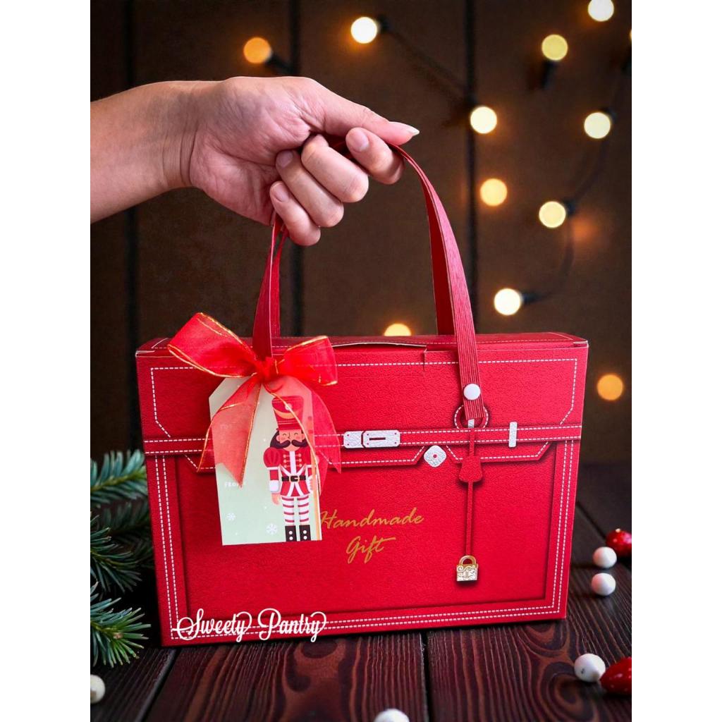 5PCS - Box kue / dus kue / packaging mini pie / kemasan Mini pie Motif Tas Merah