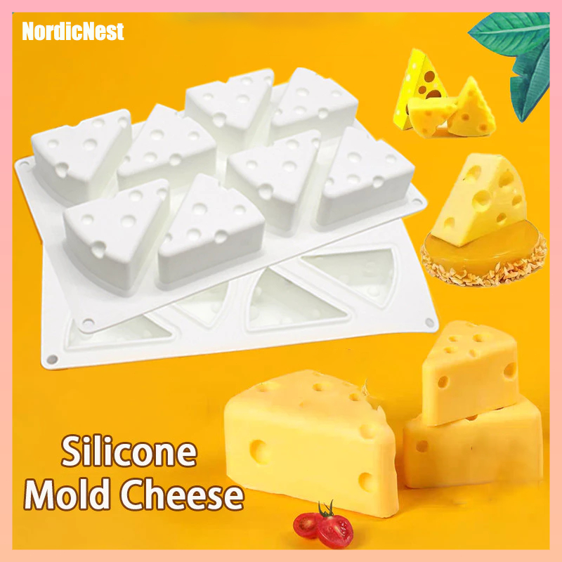 [COD] Cetakan Puding Coklat Kue Silikon Bentuk Keju Mold Cheese Cetakan Kue Keju Silikon 8 Lubang Ce