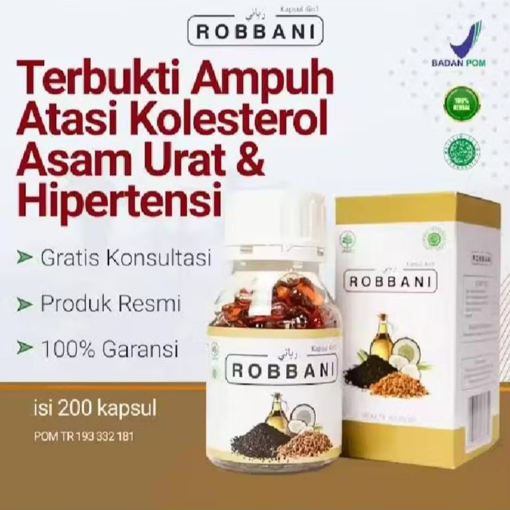 Robbani Obat Kolesterol Asam Urat Hipertensi - Kapsul Herbal Ori - Obat Kolesterol Tinggi paling amp
