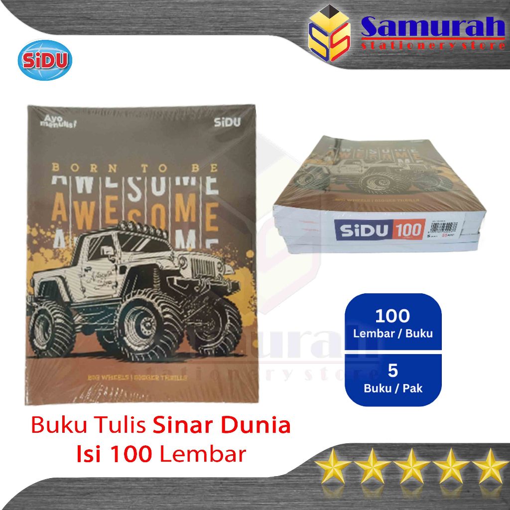 Buku Tulis Sidu 100 Lbr / Buku Tulis Sinar Dunia 100 Lembar / Buku 100lbr / Buku Tulis Termurah 100 