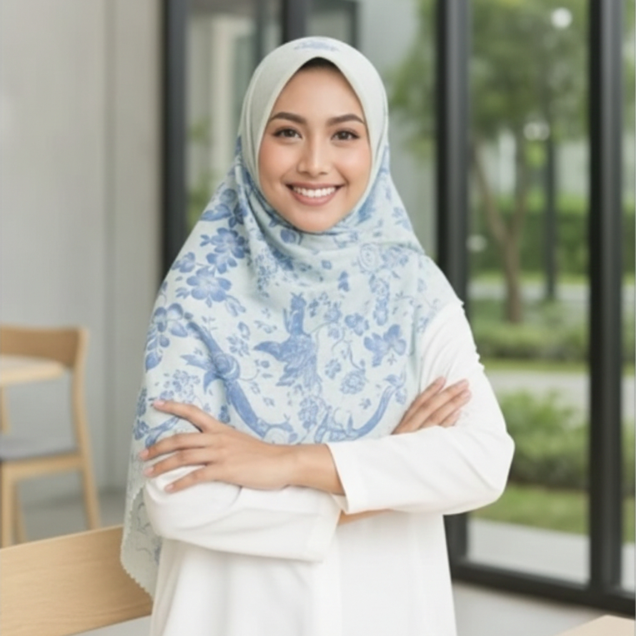 Mama In Fashion - Jilbab Syari Segi Empat Voal Motif / Jilbab - Hijab - Kerudung segi empat Motif Te