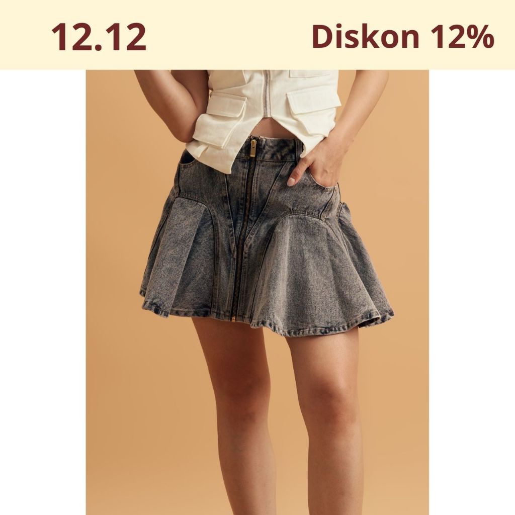 Pola Natalie Skort - Skort Jeans - Celana Rok Pendek Wanita