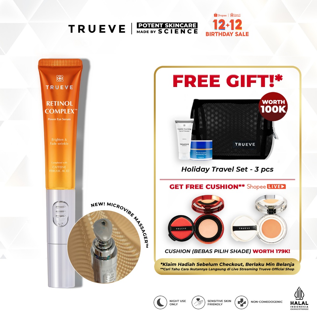TRUEVE Retinol Complex Powerful Eye Serum 10g - Eye Serum Retinol Mencerahkan Mata Panda Kantung Mat