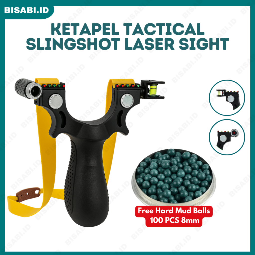 Ketapel Ikan/Burung Modern - Fitur Laser Merah & Indikator Keseimbangan BonusHard Mud Balls 8mm