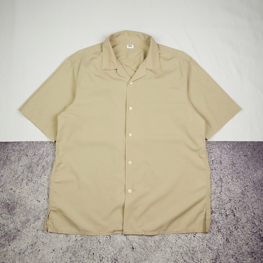 Uniqlo Beige Open Collar Shirt